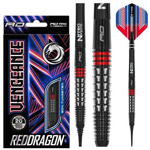 Red Dragon Red Dragon Vengeance Red 90% Soft Tip - Fléchettes pointe Plastique