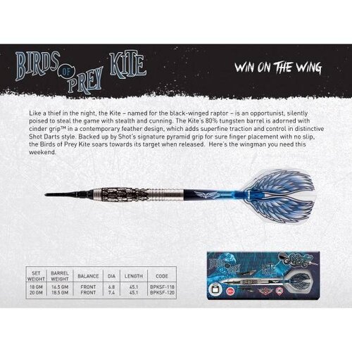 Shot Shot! Birds of Prey Kite 80% Soft Tip - Fléchettes pointe Plastique