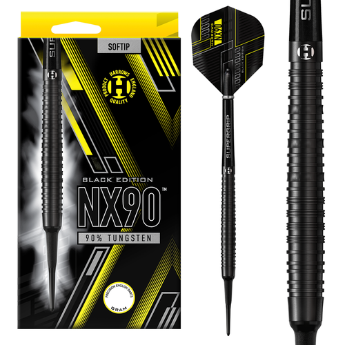 Harrows Harrows NX90 Black 90% Soft Tip - Fléchettes pointe Plastique