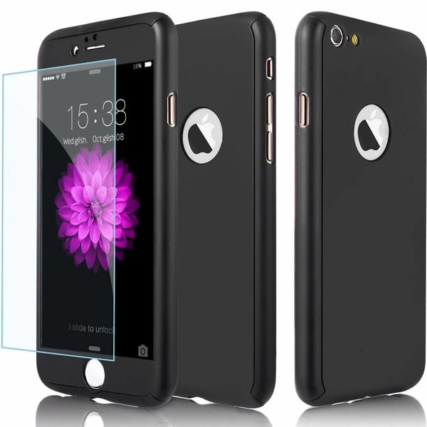 Merkloos Full Body Slim Fit 360 graden Lichtgewicht harde beschermende huid hoesje Case voor iPhone 7 4.7 " Zwart