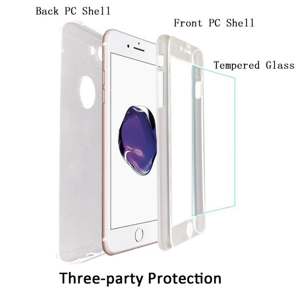 Merkloos Full Body Slim Fit 360 graden Lichtgewicht harde beschermende huid hoesje Case voor iPhone 7 4.7 Transparant