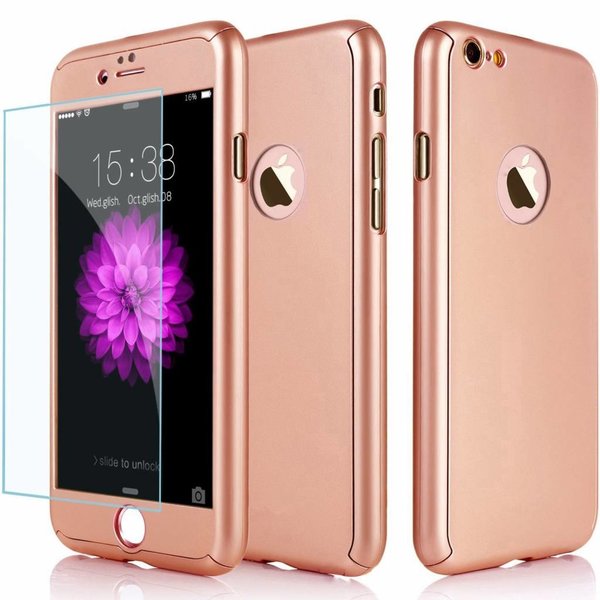 Merkloos Slim Fit 360 graden Lichtgewicht harde beschermende huid hoesje Case voor iPhone 7 4.7 Rose Goud