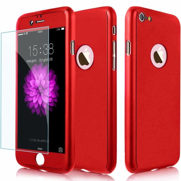 Merkloos Slim Fit 360 graden Lichtgewicht harde beschermende huid hoesje Case voor iPhone 7 Plus 5.5 inch Rood