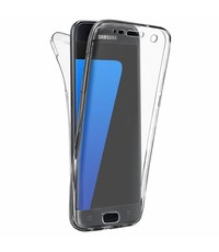 Merkloos Samsung Galaxy S7 Edge Hoesje - Dual TPU Case 360 Graden Cover - 2 in 1 Case ( Voor en Achter) Transparant