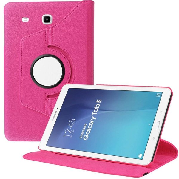 Merkloos Samsung Galaxy Tab E 9.6 inch SM - T560 / T561 Tablet Case met 360° draaistand cover hoesje - Pink