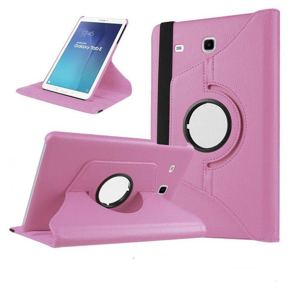 Merkloos Samsung Galaxy Tab A 9,7 inch SM-T550 Tablet Case met 360 draaistand cover hoesje - Licht Roze