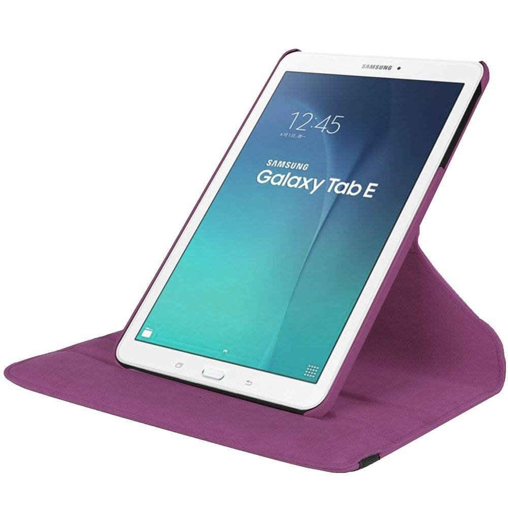 onstabiel vertaler Reisbureau Samsung Galaxy Tab E 9.6 inch SM - T560 / T561 Tablet Case met 360°  draaistand cover hoesje - Paars - Phonecompleet.nl