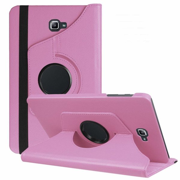 Merkloos Samsung Galaxy Tab A 10,1 SM T580 / T585 Tablet Case met 360° draaistand cover hoesje - Licht Roze