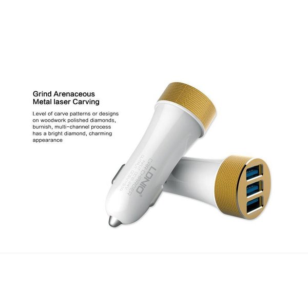 Merkloos 3 USB 5.1A Fast Charging Car Charger - wit