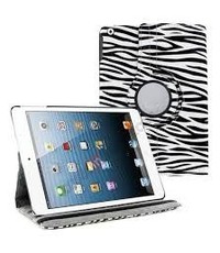 Merkloos iPad Air 360 Rotatie Hoes, Cover, Case Zebra Design - Wit / Zwart