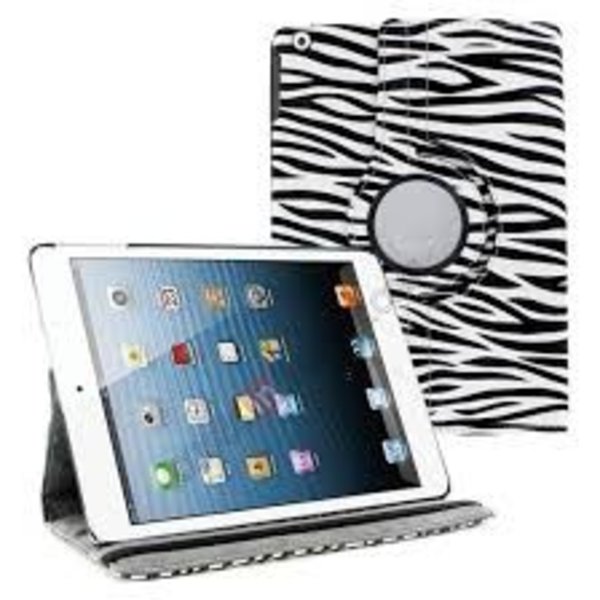 Merkloos iPad Air 360 Rotatie Hoes, Cover, Case Zebra Design - Wit / Zwart