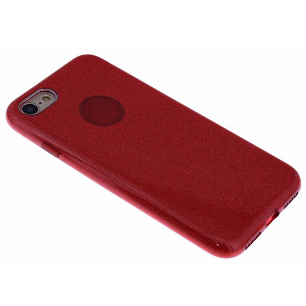 Merkloos Rood Glitter TPU Hoesje iPhone 8 / 7