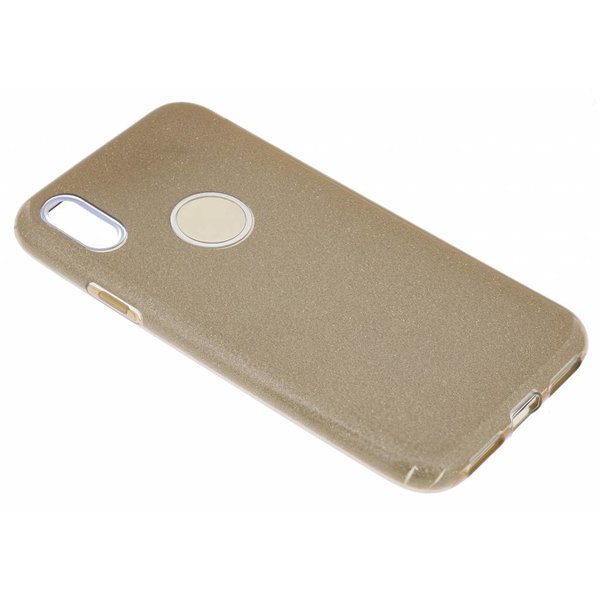 Merkloos Goud Glitter TPU Hoesje iPhone X / Xs