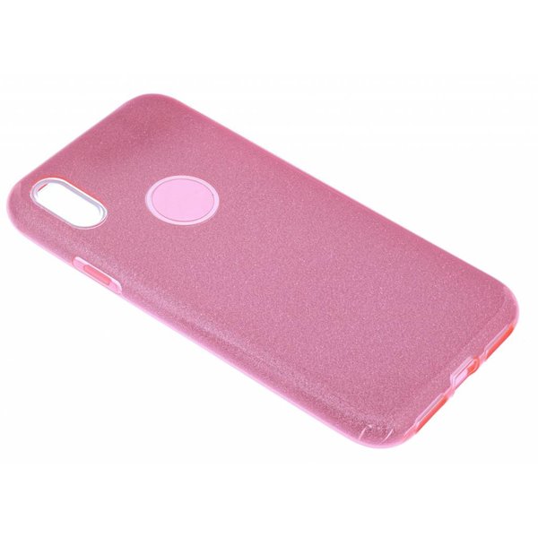 Merkloos Roze Glitter TPU Hoesje iPhone X / Xs