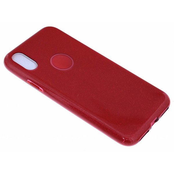 Merkloos Rood Glitter TPU Hoesje iPhone X / Xs