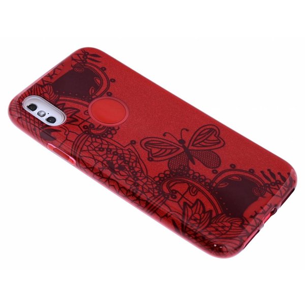 Merkloos Rood Glitter Vlinder Design TPU Hoesje iPhone X / Xs