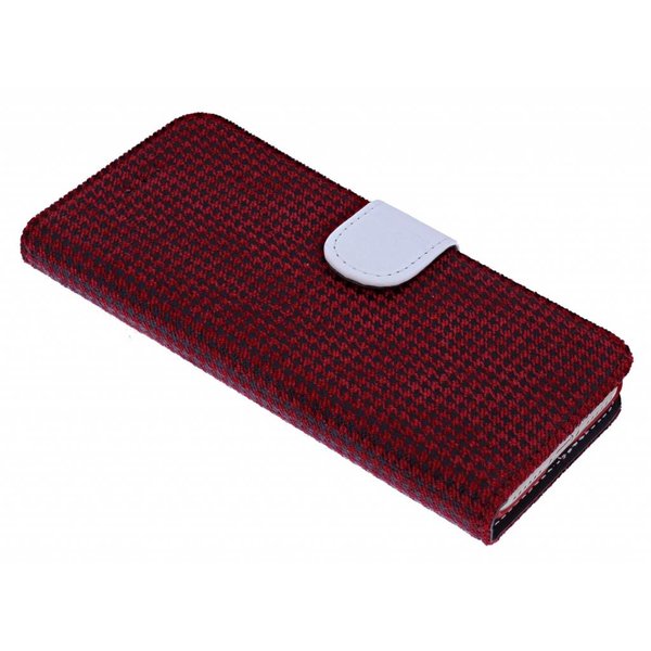 Nuoku Nuoku Rood Celebrity Series Leder & Stof BookType Hoesje Geschikt voor iPhone 6 / 6S