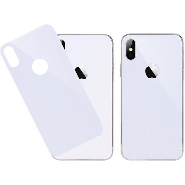 Merkloos Wit Tempered Glass Back Cover Screenprotector iPhone X / Xs