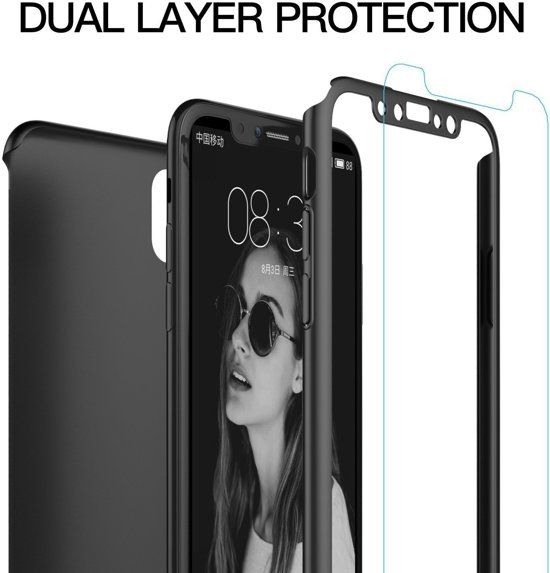 Beeldhouwwerk Gelovige Maken Zwart Ultra Dun 360 Graden Protection Hoesje + Glazen Screenprotector iPhone  X / Xs - Phonecompleet.nl