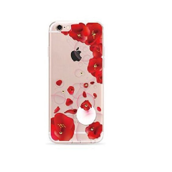 OU case OU Case 3D Rode Bloem Met Studs Hoesje Geschikt voor iPhone 6 / 6S Plus