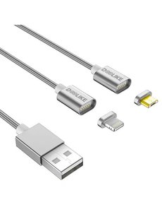  Doolike 2 in 1 magnetische kabel met lightning and micro usb adapter