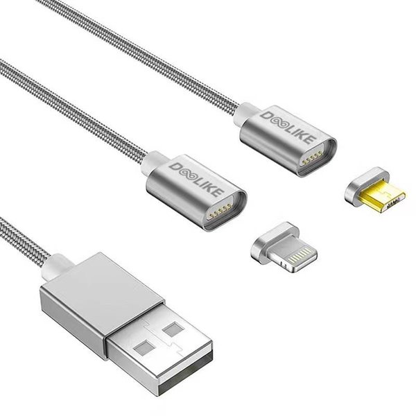 Doolike 2 in 1 magnetische kabel met lightning and micro usb adapter