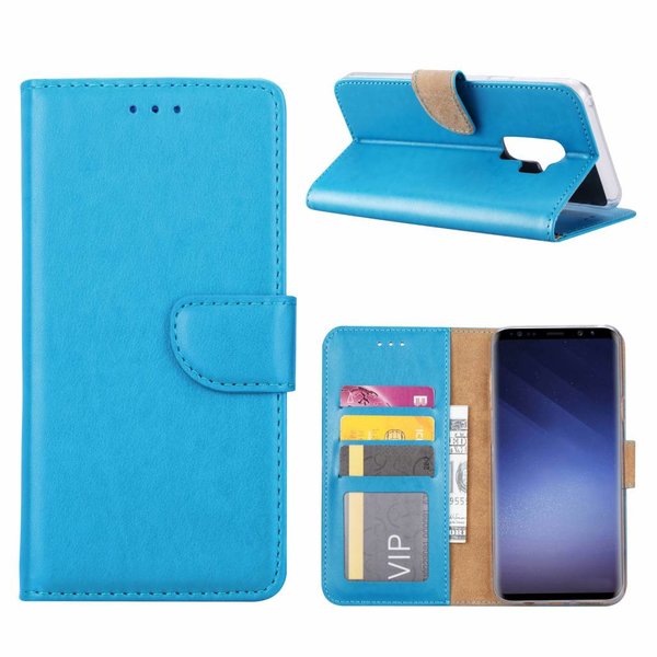 Merkloos Samsung Galaxy S9 Plus Booktype / Portemonnee TPU Lederen Hoesje Blauw