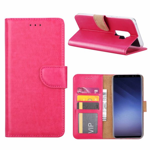 Merkloos Samsung Galaxy S9 Plus Booktype / Portemonnee TPU Lederen Hoesje Roze