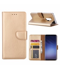 Merkloos Samsung Galaxy S9+ Plus Booktype / Portemonnee TPU Lederen Hoesje Goud