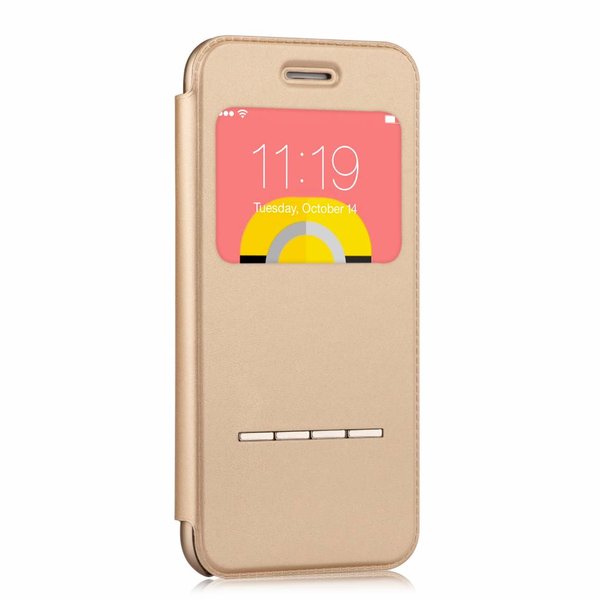 Devia Devia Goud TPU & Kunststof Window Viewer Flip Cover Hoesje Geschikt voor iPhone 6 / 6S