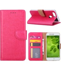 Merkloos Huawei P Smart Booktype / Portemonnee TPU Lederen Hoesje Roze