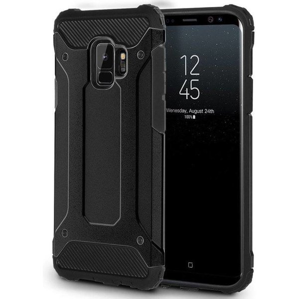 Merkloos Samsung Galaxy S9 Zwart Heavy Duty Protection Hoesje