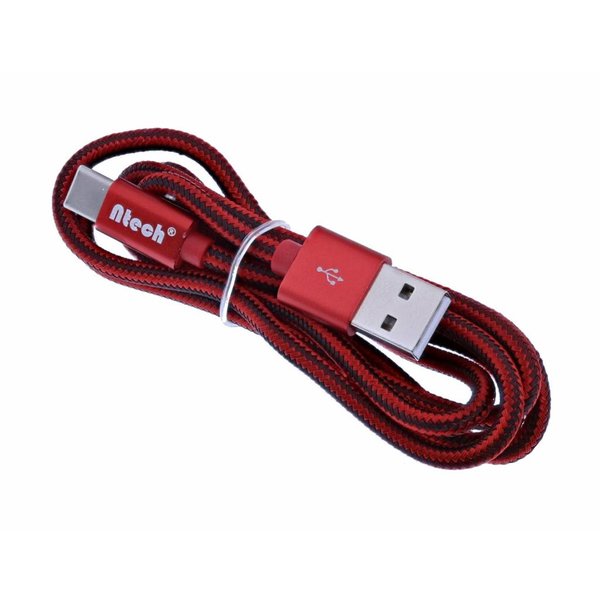 Ntech USB Type-C Data Rood / Oplaadkabel 1 meter voor Geschikt voor Samsung S22/ S22 Ultra / S21 / S21 Ultra / S10/ S10 Plus/ A53/ A52 / A54