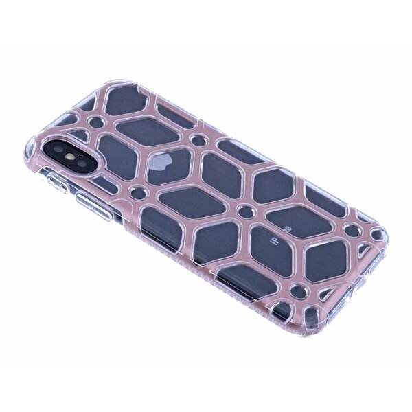 Merkloos iPhone X / Xs Design Rose Goud Hard Case TPU Hoesje