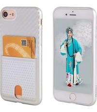 Merkloos Nuoku Zilver backcover Hoesje Carbon Print Met Cardslot iPhone 8 / 7