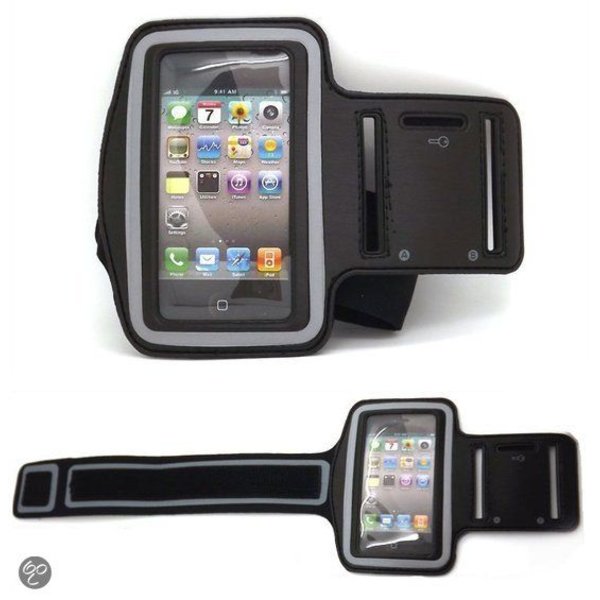 Merkloos iPhone 4 / 4S sport armband Zwart