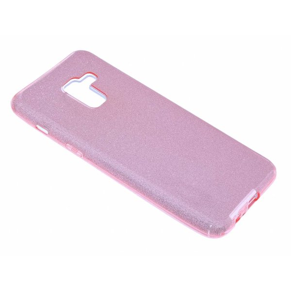 Merkloos  Samsung Galaxy A8 (2018) Roze Glitter TPU Back Cover Hoesje