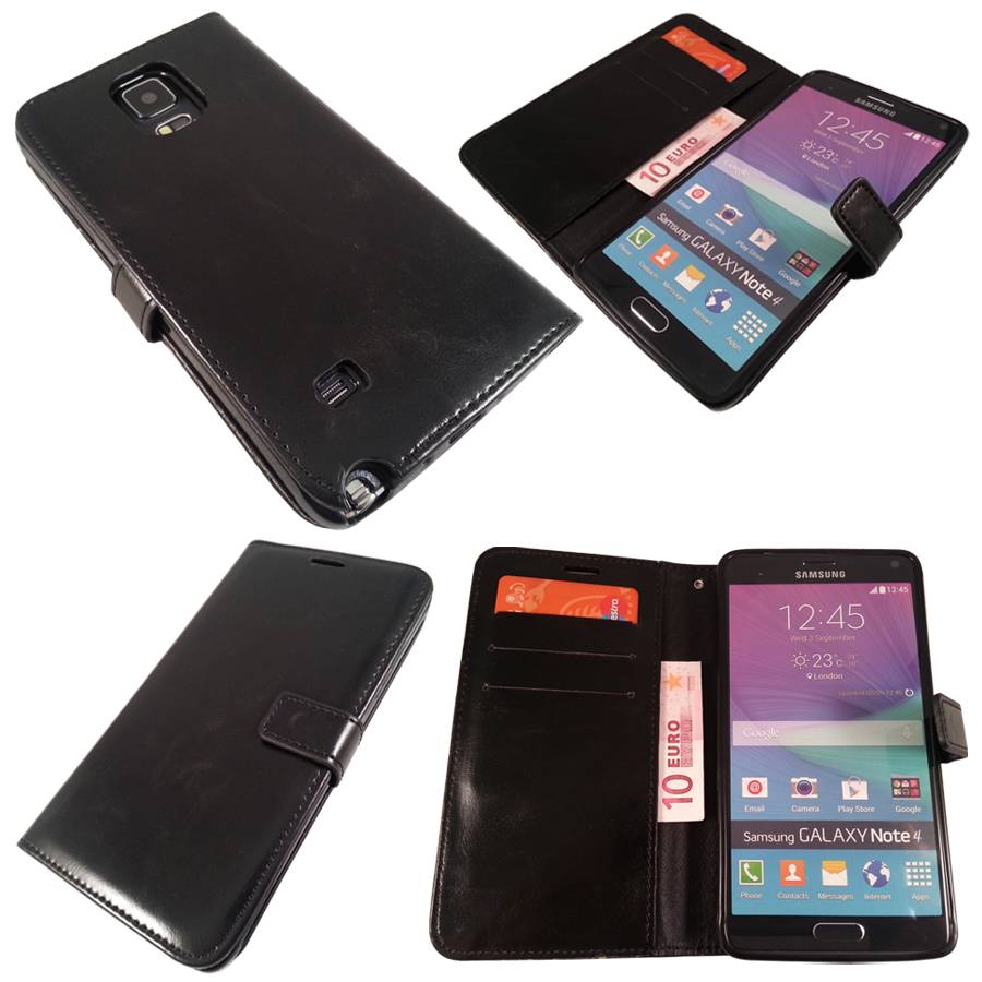 bevel Medewerker Vakantie Samsung Galaxy Note 4 wallet boek leather Case hoesje Zwart -  Phonecompleet.nl
