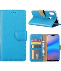 Merkloos Hoesje voor Huawei P20 Lite Portmeonnee hoesje Blauw