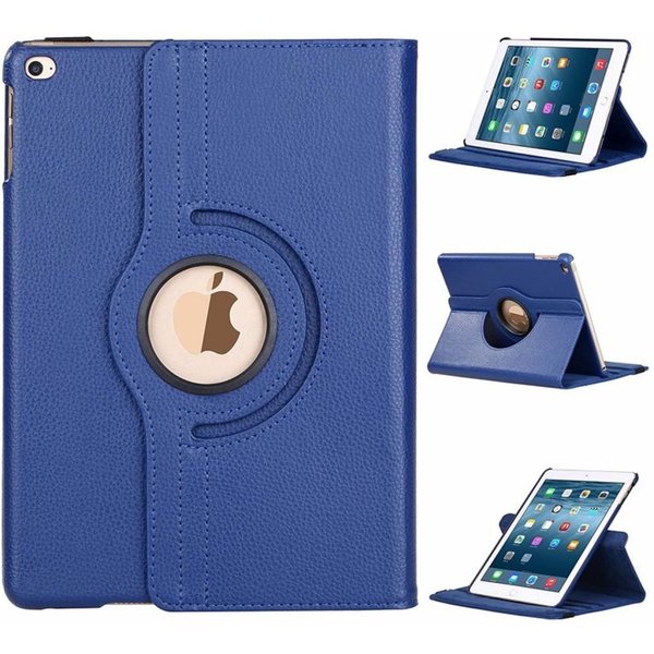 Merkloos Apple iPad 9.7 (2018) hoesje 360° draaibaar Donker Blauw