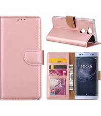 Merkloos Sony Xperia XA2 Portmeonnee cover hoesje / boektype case Rose Goud