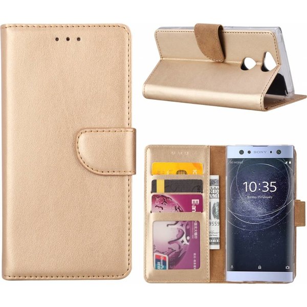 Merkloos Sony Xperia XA2 Portmeonnee cover hoesje / boektype case Champagne Goud