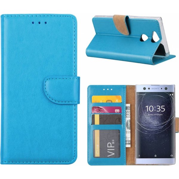 Merkloos Sony Xperia XA2 Portmeonnee cover hoesje / boektype case Blauw