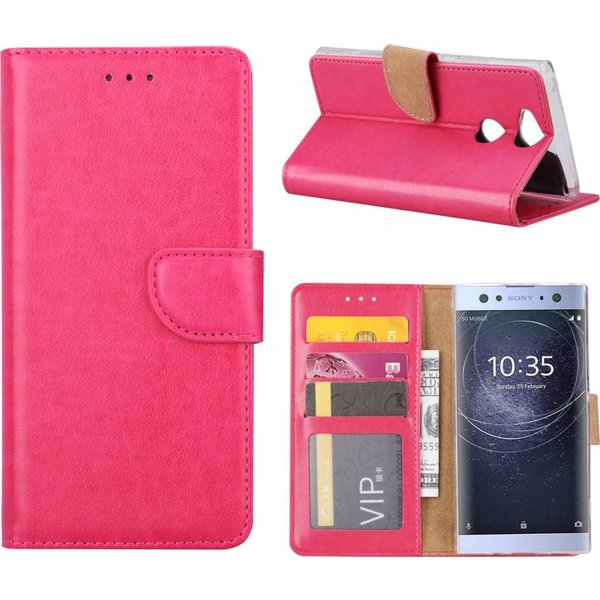 Merkloos Sony Xperia XA2 Portmeonnee cover hoesje / boektype case Pink