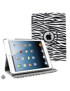 Merkloos iPad Air 360 Rotatie Hoes, Cover, Case Zebra Design - Wit / Zwart