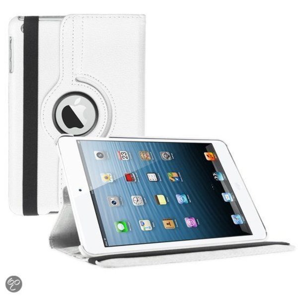 Merkloos iPad Mini 3 hoesje Multi-stand Case 360 graden draaibare Beschermhoes Wit