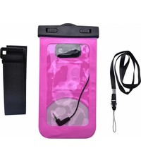 Merkloos Neon Multi Functional Waterdichte hoesje Pouch Met Audio Jack Samsung Galaxy A6 Plus (2018) Roze