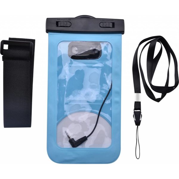 Merkloos Neon Multi Functional Waterdichte hoesje Pouch Met Audio Jack voor de OnePlus 6 Blauw