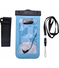 Merkloos Neon Multi Functional Waterdichte hoesje Pouch Met Audio Jack Motorola Moto E5 Play Blauw