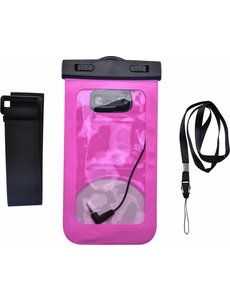 Merkloos Neon Multi Functional Waterdichte hoesje Pouch Met Audio Jack Huawei Y7 Prime (2018) Roze